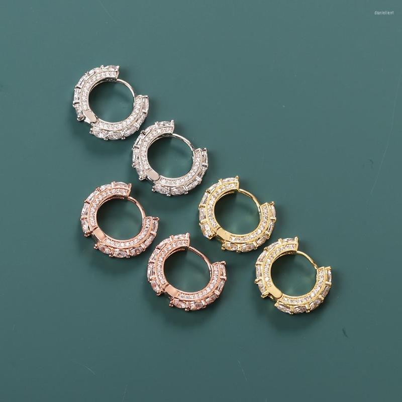

Backs Earrings Bling European And American Hoop Full Of Zircon Men Women Hip-hop Jewelry