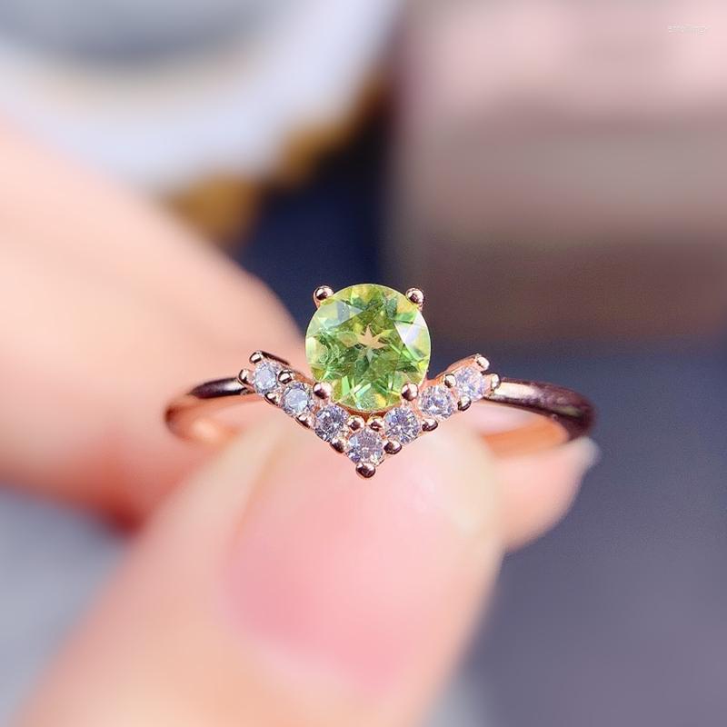 

Cluster Rings Round Crown Simple Ring Natural Real Green Peridot 925 Sterling Silver 6 6mm 1ct Gemstone Fine Jewelry J22783