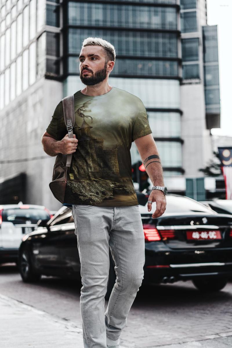 

Men's T Shirts Summer T-shirts Loose Clothes Short-sleeved Fashion Dream Series Printed O-neck, Got025