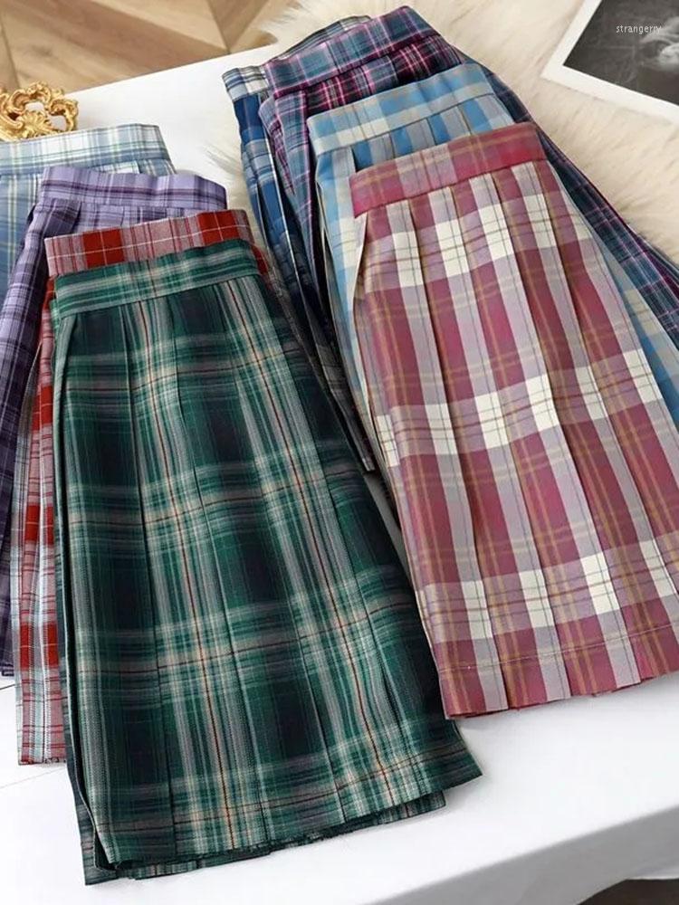 

Skirts JMPRS Plaid Women Pleated Skirt Summer JK Girls Preppy Dance Mini A Line Harajuku Japan School Sexy Mujer Faldas, Ma