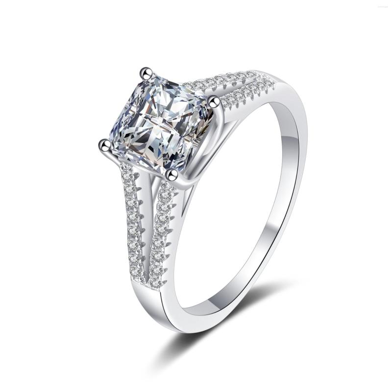 

Cluster Rings HTOTOH 925 Sterling Silver Electroplating Platinum Wedding Ring For Women Aspen Cut Micro Set 2 Moissanite D Color