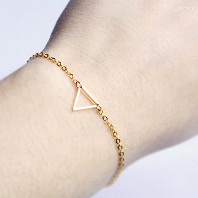

Link Bracelets Hollowed Bracelet Metal Triangle Shape Charm Finger-connected And One Layer For Women Gift To Friend