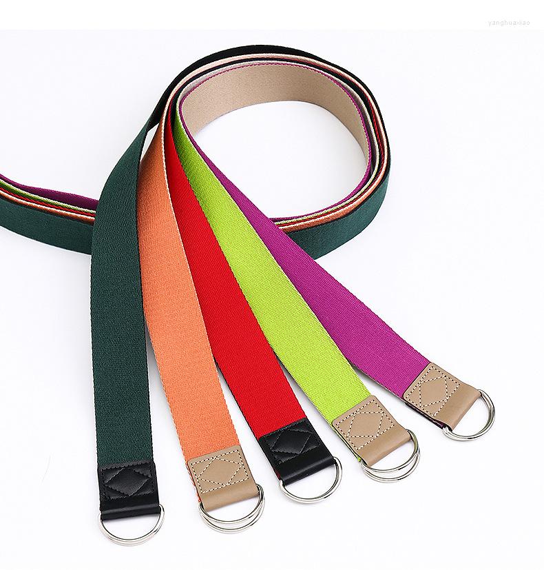 

Belts Simple Canvas Belt Unisxe Fashion Trend Versatile Jeans Accessories Colorful Double Ring Buckle Nylon Youth Waistband For Men, Black
