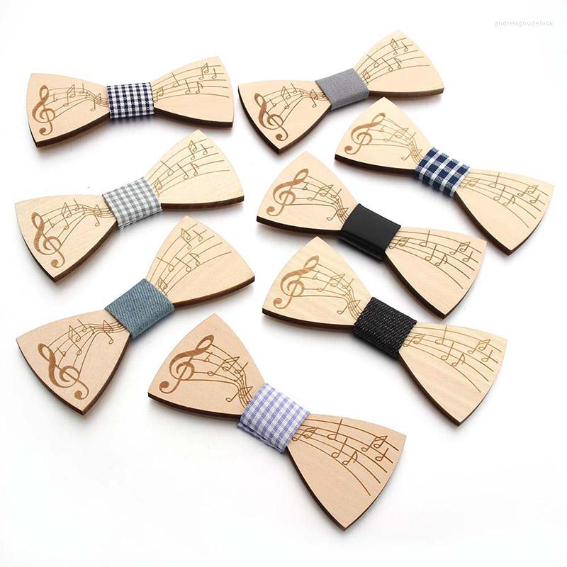 

Bow Ties Man Wooden Bowtie Gentleman Handmade Note Pattern Tie Party Butterfly Unique High Quality