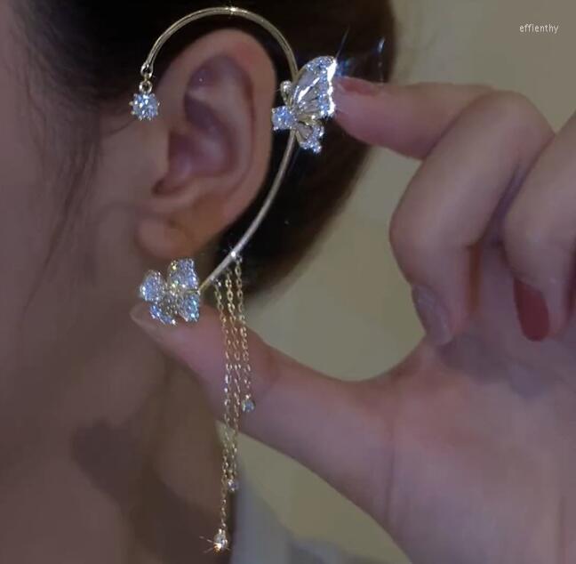

Backs Earrings Women Zircon Flower Butterfly Tassel Without Ear Pierced Clips Luxury Simple Personality Sweet Fashion Jewelry