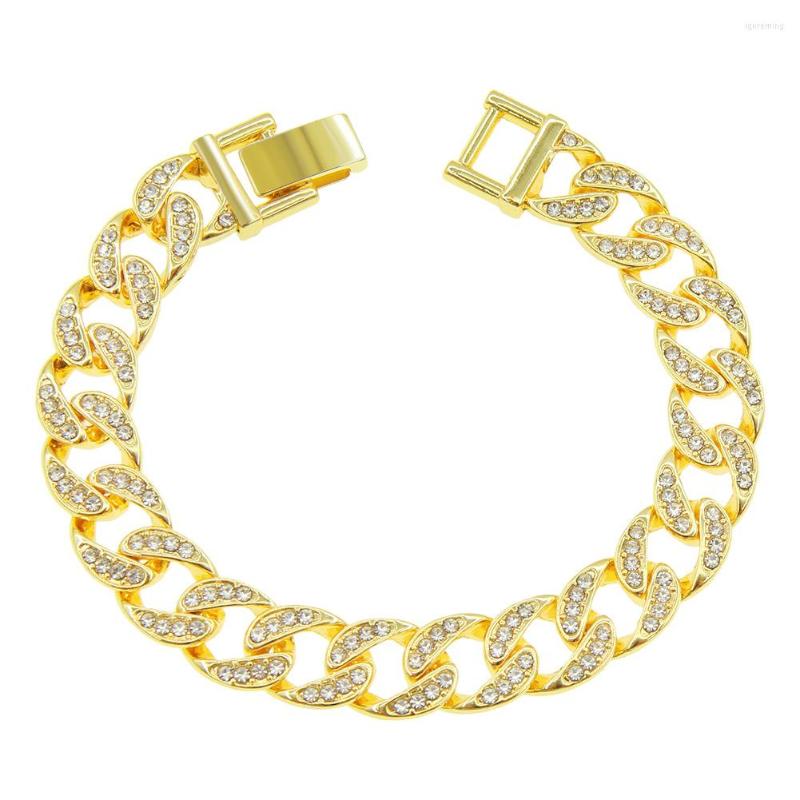 

Link Bracelets European Hip Hop Simple Full Diamond Ornament Cuban Chain Joint Punk Bracelet
