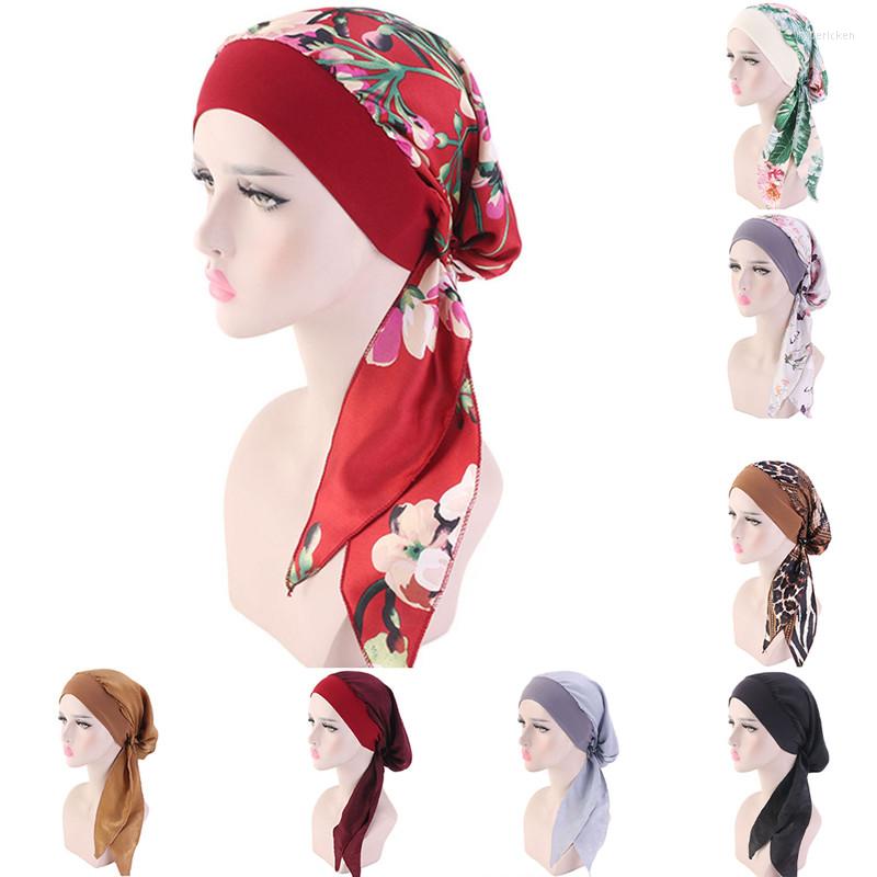 

Ethnic Clothing 2022 Fashion Printed Flowers Women Inner Hijabs Cap Muslim Head Scarf Turban Bonnet Ready To Wear Ladies Wrap Under Hijab