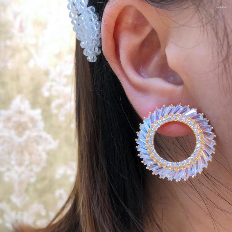 

Stud Earrings Trendy Romantic Summer Beach Shiny Sparkly Round Full Cubic Zirconia Women Anniversary Party Gift