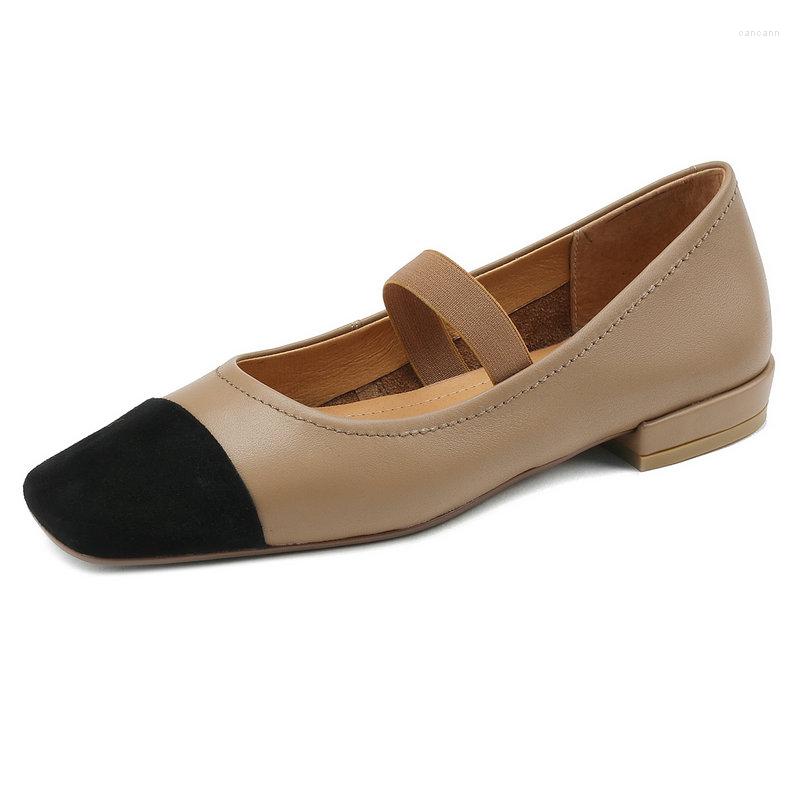 

Dress Shoes Mixed Colors Women Pumps Spring Office Party Wedding Genuine Leather Low Heels Mary Janes Ladies Large Size 40 41, Beige