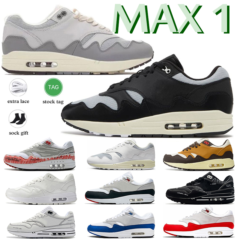 

New Max 1 Running Shoes for Men Women Airmaxs 1/87 Cocepts x Far Out Patta Black Grey Cactus Jack Wheat Trainers Sneakers Size 36-45, #10 36-45