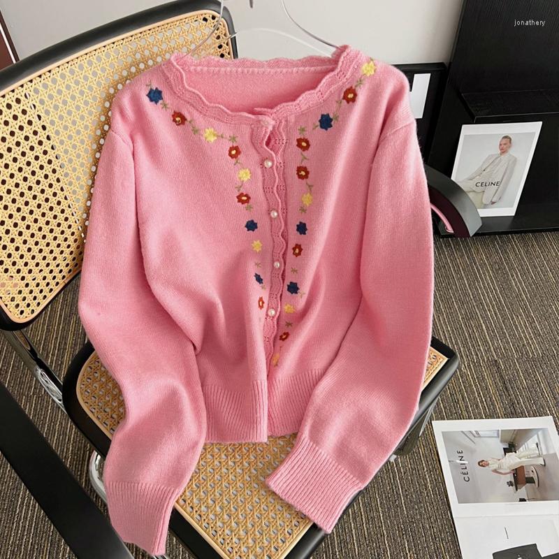 

Women's Knits Crochet Soft Waxy Wool Knitted Cardigan Female Autumn Winter 20222 Korean Version Chic Round Neck Single Breasted Sweater Coat, Black
