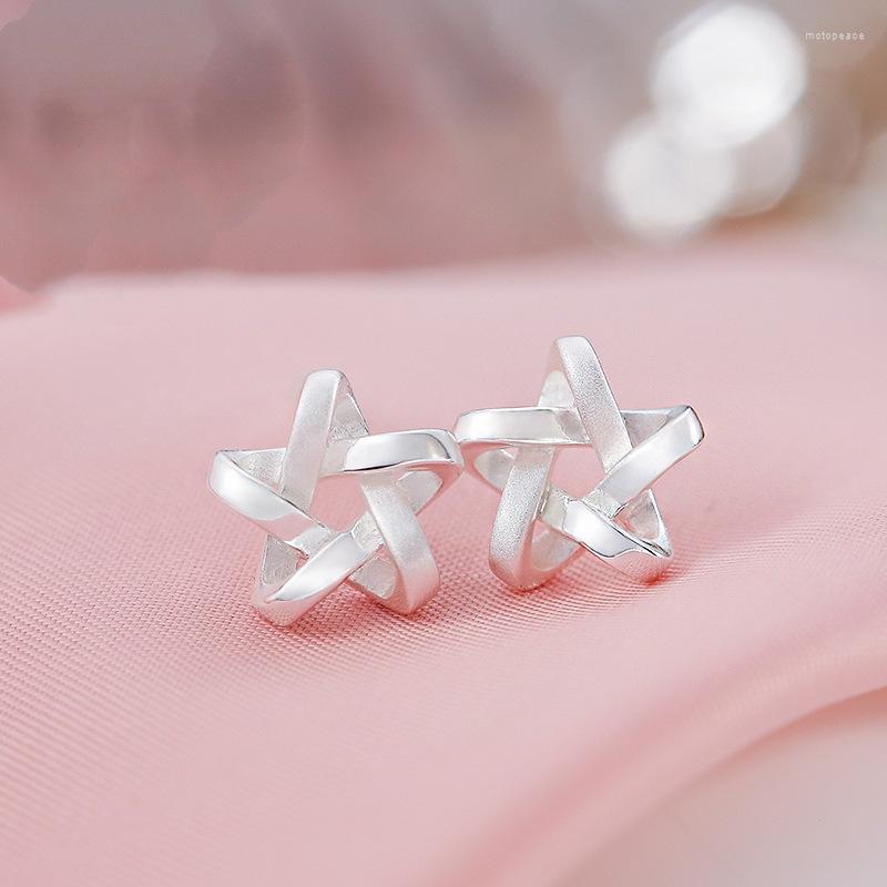 

Stud Earrings Fashion 925 Sterling Silver Jewelry Weave Star For Women Wedding Female Brincos Boucle D'oreille Femme