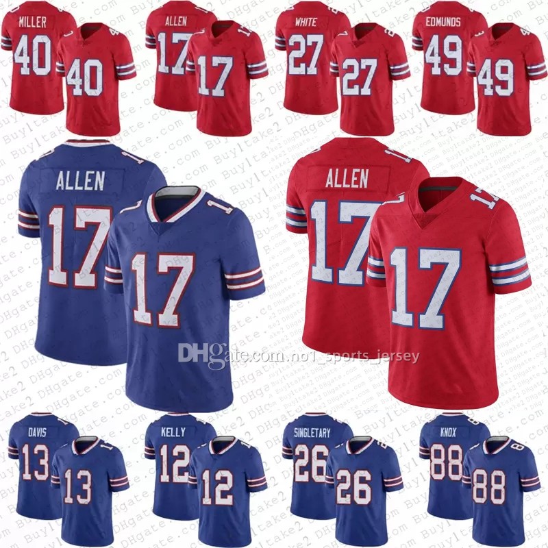 

Jersey Buffalo''Bills''17 Josh Allen Men Women Youth 14 Stefon Diggs 40 Von Miller Custom Football Gabriel Davis Dawson Knox Tre'Davious White bIlles Trem, Mens1