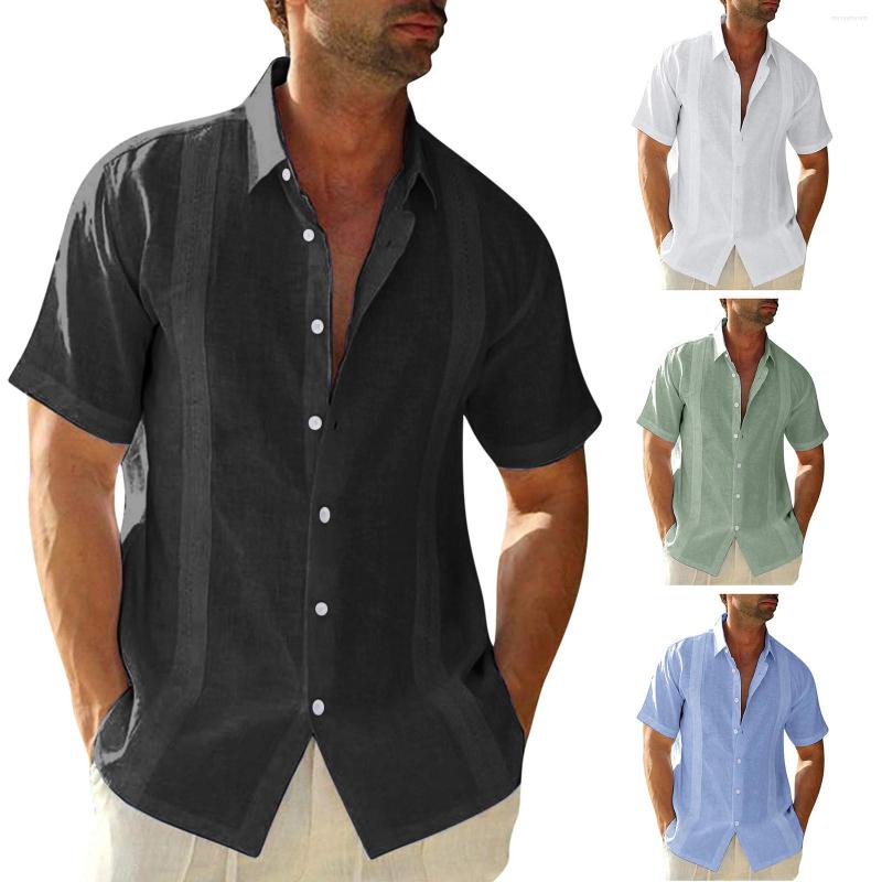 

Men's Casual Shirts 2022 Men's Shirt Blouse Cotton Linen Clothing Loose Tops Short Sleeve Tee Summer Men Ropa Hombre, Black