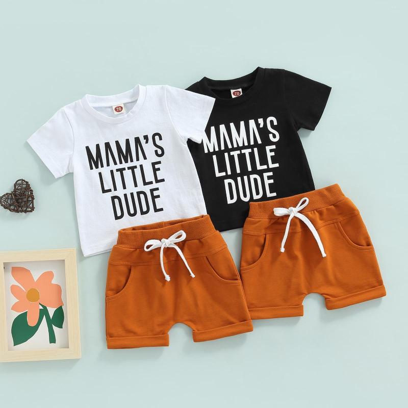 

Clothing Sets CitgeeSummer Kids Baby Boys Outfit Letter Printing Short Sleeve Tops Solid Shorts Clothes Set