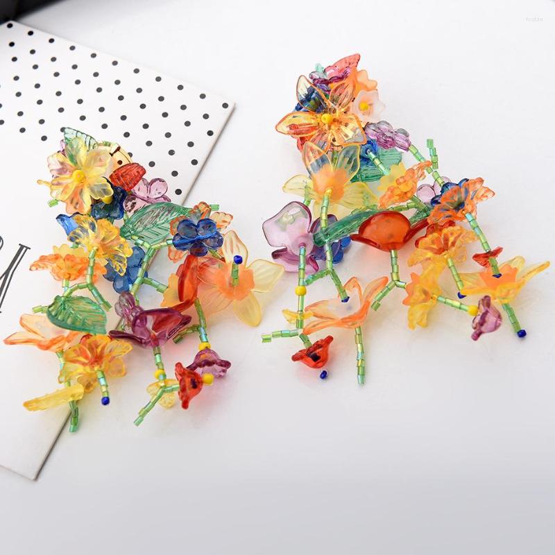 

Dangle Earrings Colorful Handmade String'Bead Cool Acrylic Flower For Women Gift