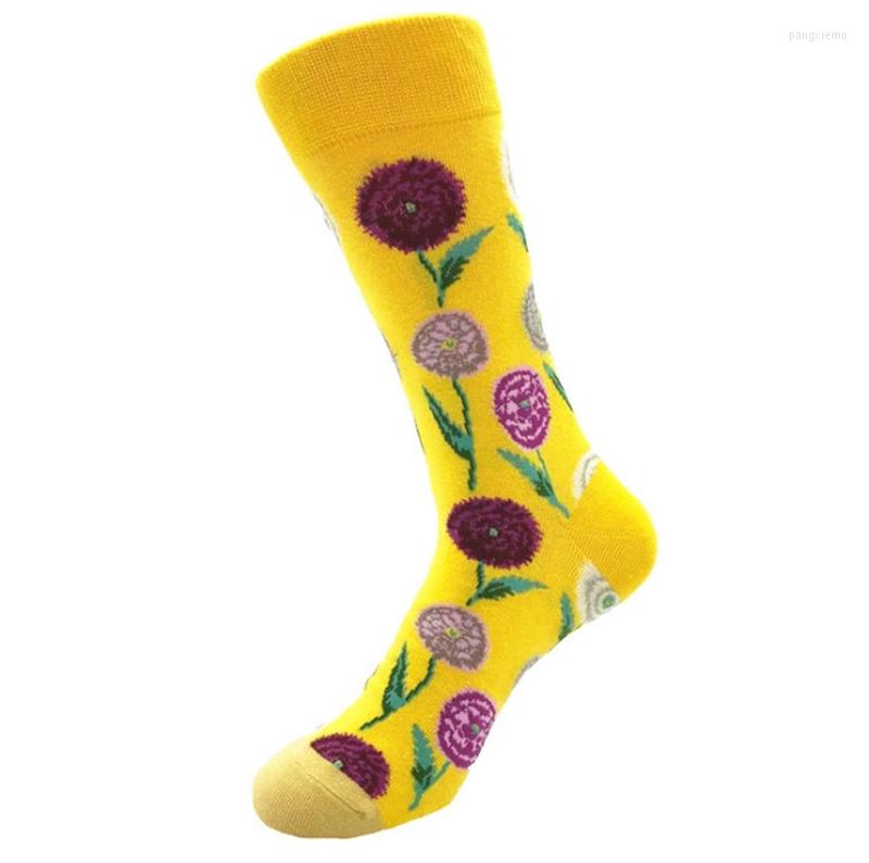 

Men's Socks Fashion Men Women Unisex Casual Cotton Print Middle Stockings Winter Warm Funny Flower Floral 2022, Black