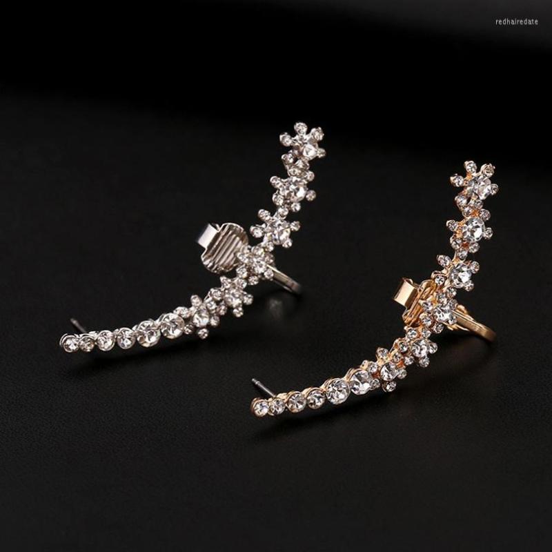 

Backs Earrings ZLDYOU Punk Rhinestone Jewelry Ear Cuff Gold Silver Plated Full Crystal Flower Earcuff Women Wedding Party Gift Clip