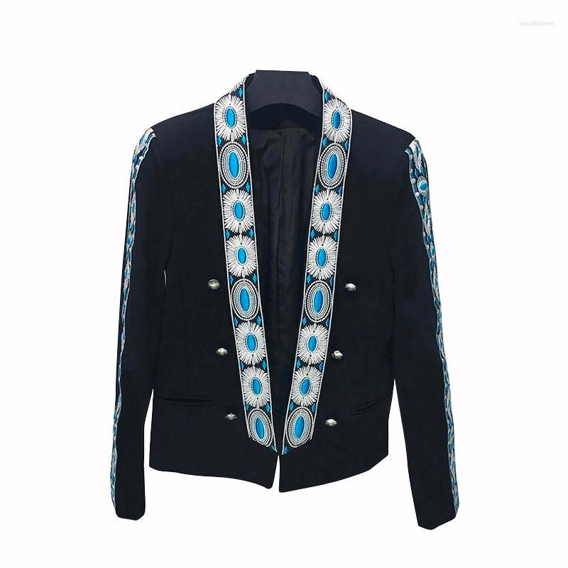 

Men' Suits Man Small Suit Filming Performance Pography Slim Fit Coat Embroidery Man' 2022 Autumn Hairstyle Division Handsome, Black