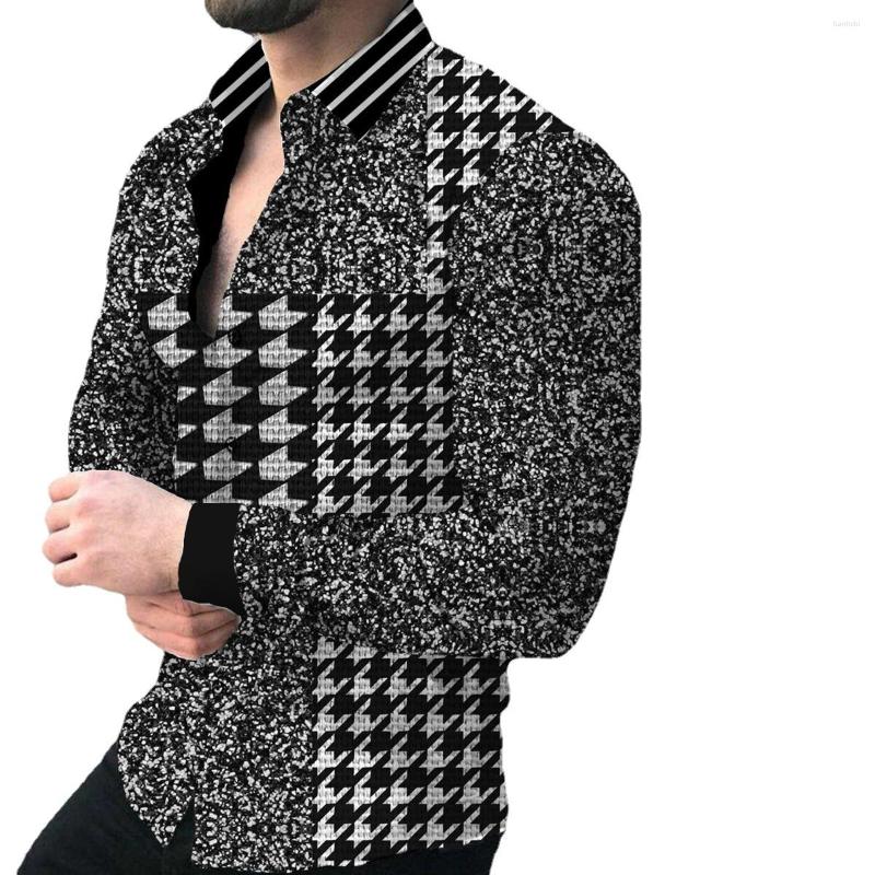 

Men' Casual Shirts Fashion 2022 Autumn Lapel Men' European And American Printed Shirt Cardigan Long Sleeved Men
