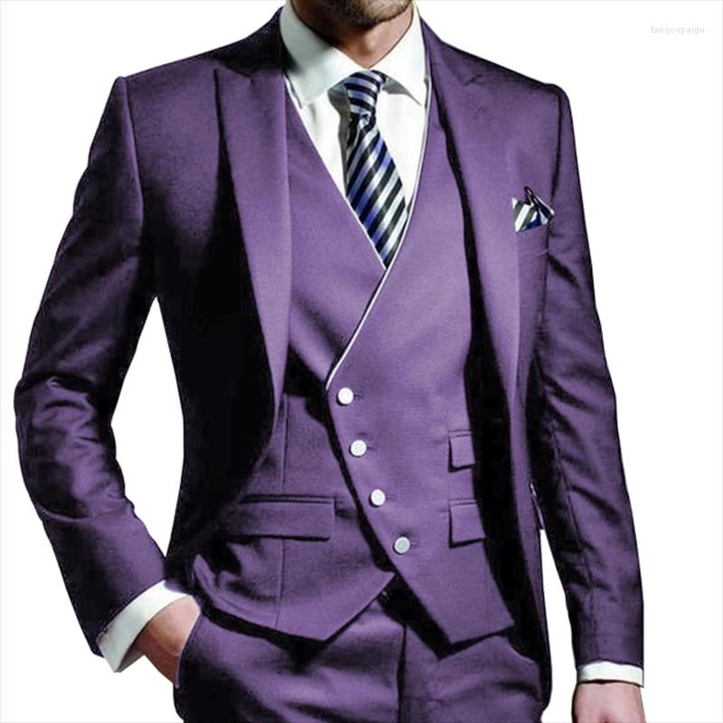 

Men's Suits 3-Piece Suit For Men Slim Fit Waistcoat Pants Blazer Set Business Formal Office Interview Meeting Groom Groomsman Tuxedo, Pink