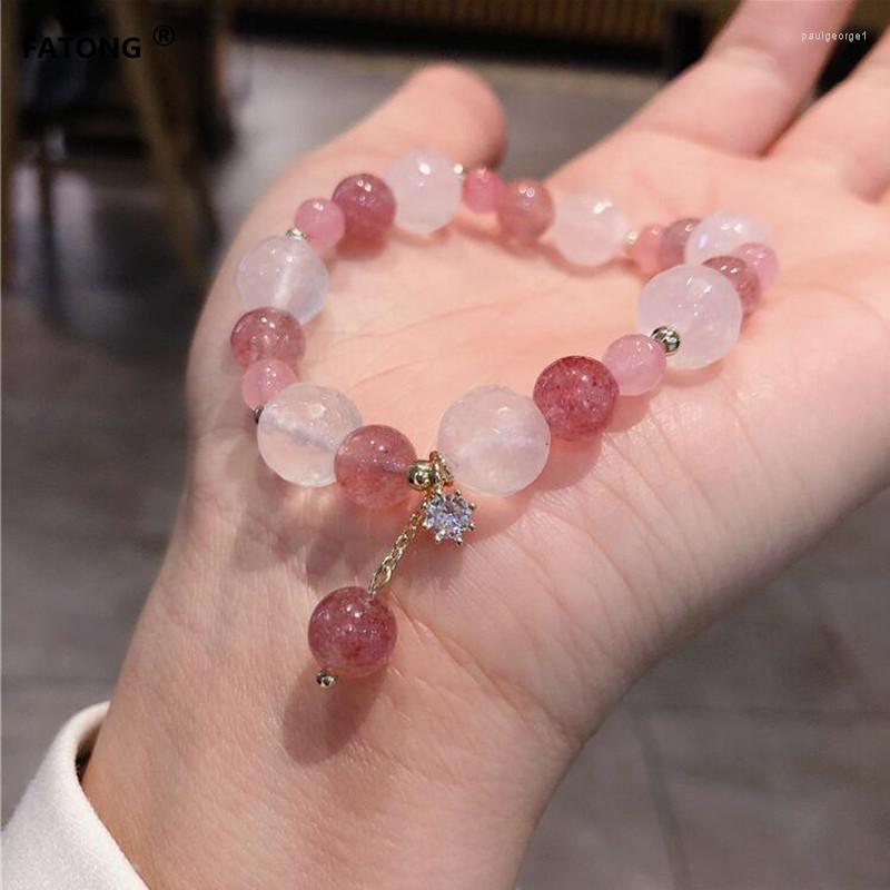 

Strand Summer Bracelet Female 16 Cm - 22 Natural Strawberry Crystal Powder Agate Fashion Luxury Gifts Ornaments Of The Girl