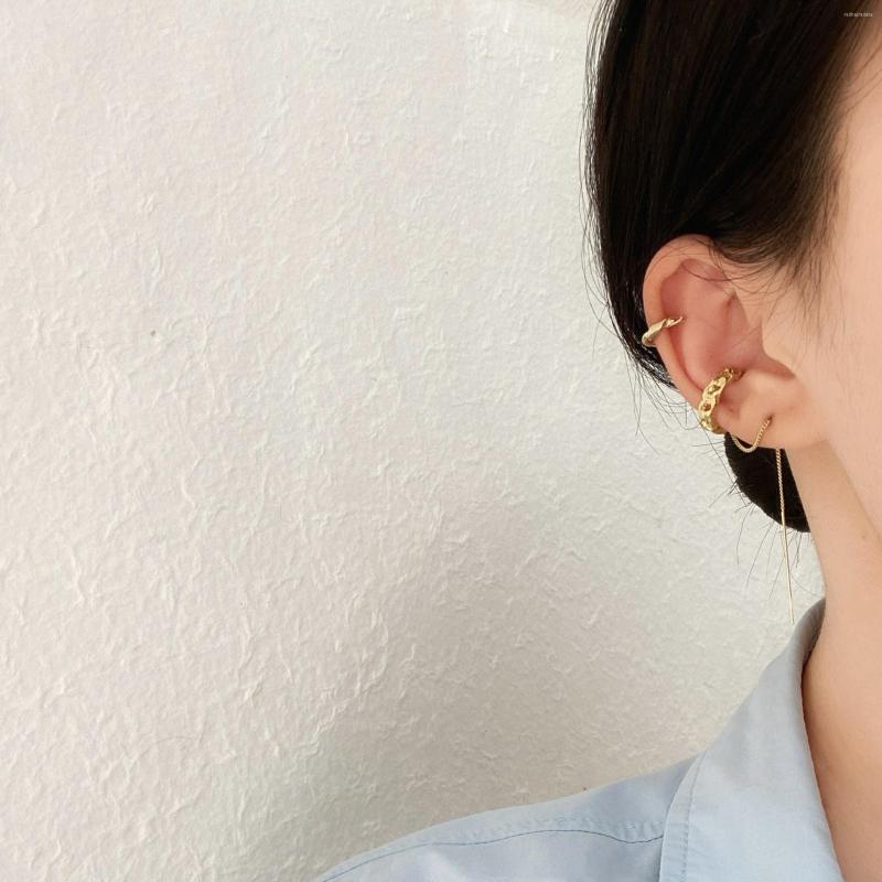 

Backs Earrings Korean Fashion Jewelry 2022 Metal Chain Tassel Ear Cuff Hollow Out Clip On For Women Fake Piercing Pendientes Mujer