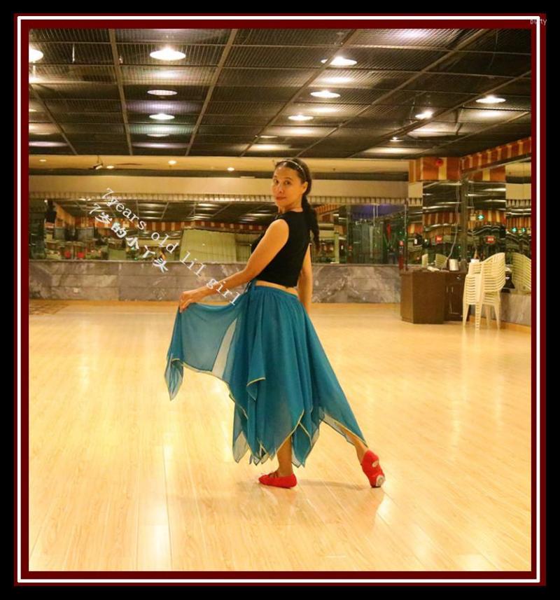 

Stage Wear Chiffon Belly Dance Skirt Ltaly 12 Angle With 1 Side Slit Long EW77
