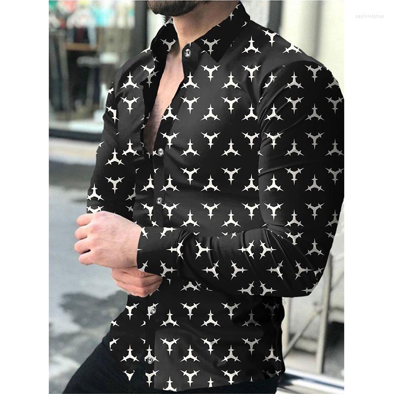 

Men's Casual Shirts Men's Luxury Shirt British Style Printed Long-sleeved Men Clothing Turn-down Collar Buttoned Cardigan 2022 Arrival, Cx1252