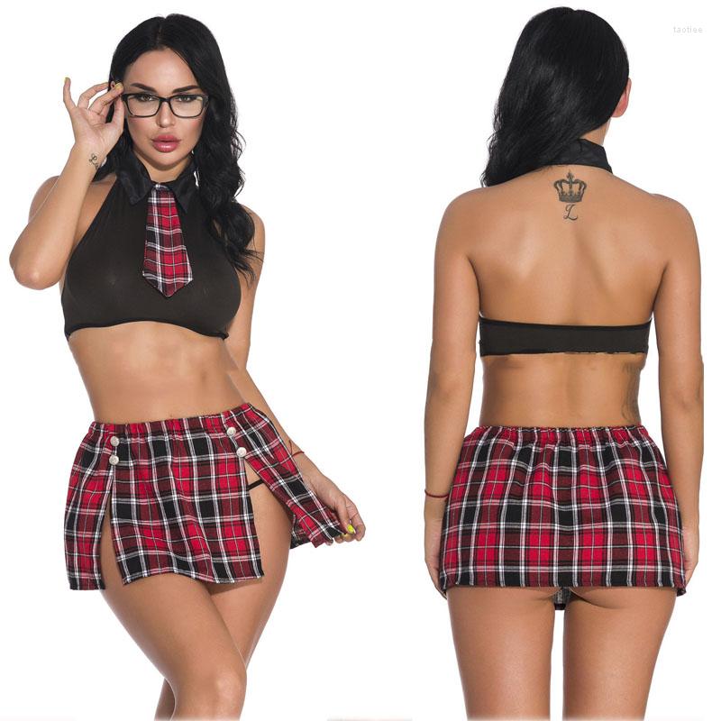 

Women's Sleepwear Top Fashion Women's Sexy Split Student Uniforms Temptation Factory Direct Sales European And American Erotic Lingerie, White red