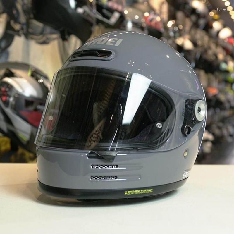 

Motorcycle Helmets Glamster Helmet Grey Full Face Retro Riding Cascos Moto Motocross, With clear visor