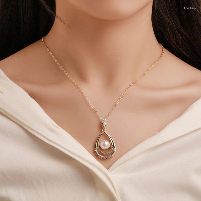 

Necklace Earrings Set FUN-BEAUTY Ladies Pearl Jewelry Temperament Water Drop Two-piece Personality Elegant Bridal, Picture shown
