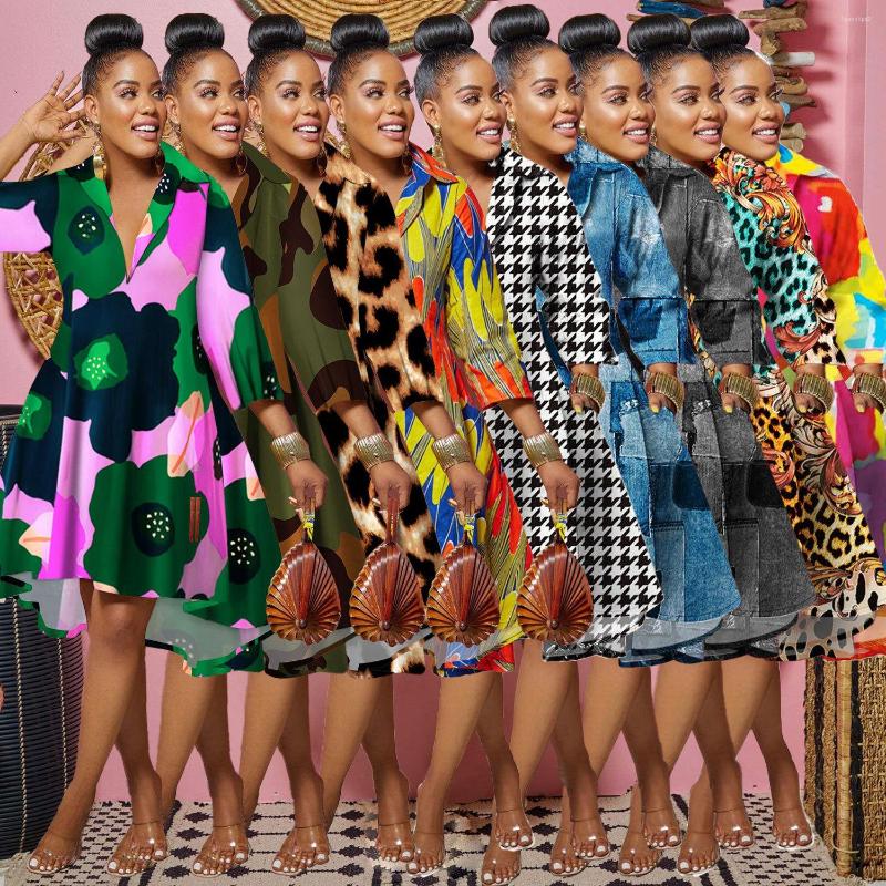 

Casual Dresses AOSKM 2022 YS10221 European And American Sexy Round Neck Long Sleeve Deep V Lap Collar Colorful Leopard Dress Nightclub Dres, Dark grey