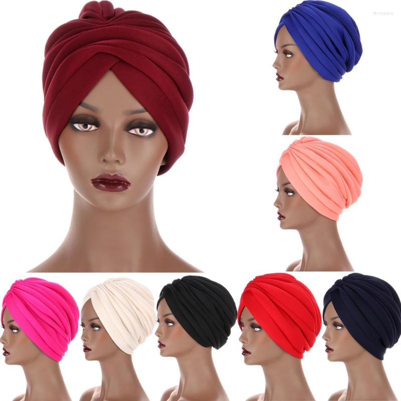 

Ethnic Clothing Women Muslim Hijab Inner Scarf Turban Pleated Head Hair Bonnet Underscarf Chemo Cap Solid Color Headwear Beanie Hat