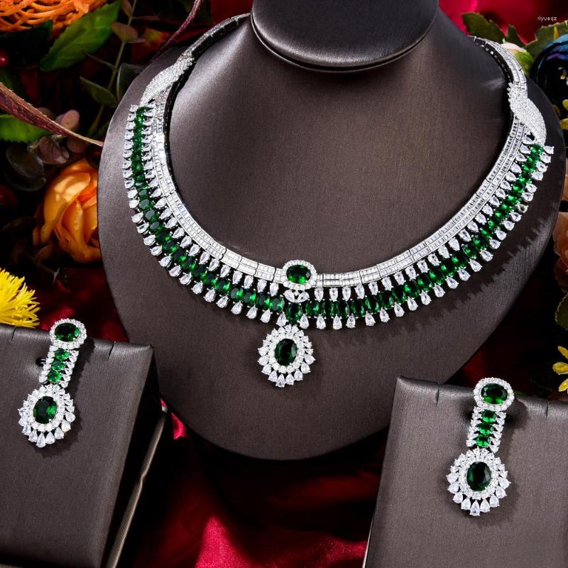 

Necklace Earrings Set Missvikki Trendy Shiny 4 Colors Romantic Charm CZ For Women Statement Bridal Wedding Party, Picture shown