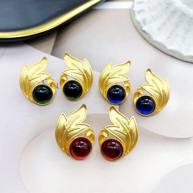 

Stud Earrings Red Blue Green Symmetrical Elegant Antique Jewelry Femme Accessories