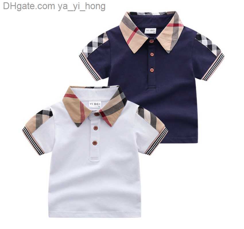 

Boys Baby Romper T-shirts Turn-Down Collar Summer Kids Short Sleeve Plaid T-shirt Gentleman Style Children Cotton Casual Tops Tees Boy yayihong, Navy blue