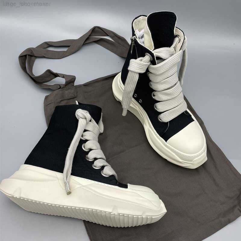 

Rick Original Canvas Shoes Thick Sole Jumbo Shoeslace DRK Women Sports Shoes Owens Male Sneakers SHDW Lace-up Women's Sneaker With Box, Black