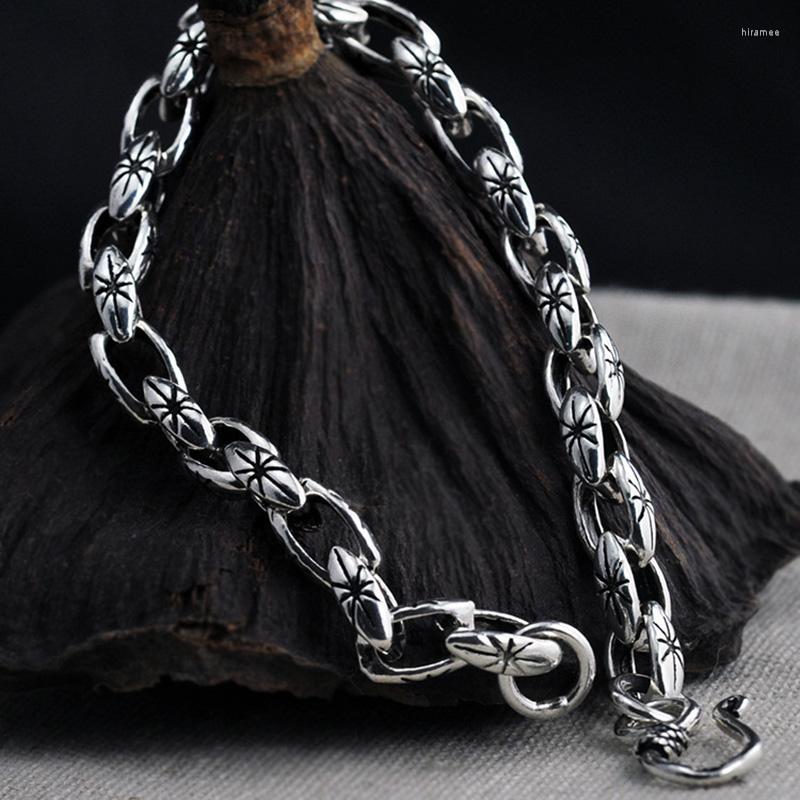 

Link Bracelets S925 Sterling Silver Men's Vintage Handmade Oval Buckle Personality Thai Couple Models Bracelet Fashion Jewelry