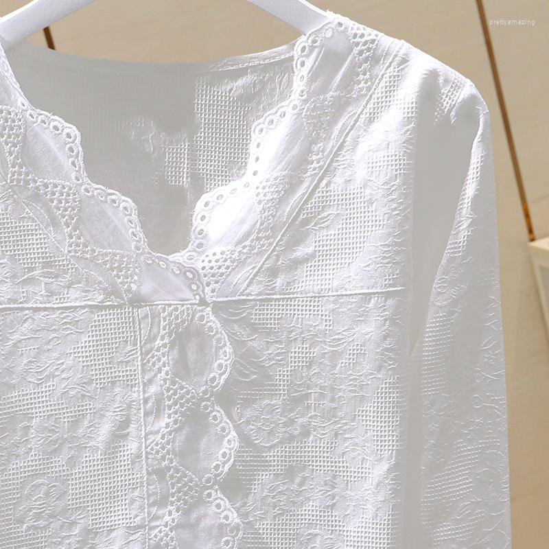 

Women's Blouses Womens Tops And Cotton Linen Blouse Button Solid Stand Collar Ladies Lace Women Shirts Blusas Feminin, Blue long sleeve