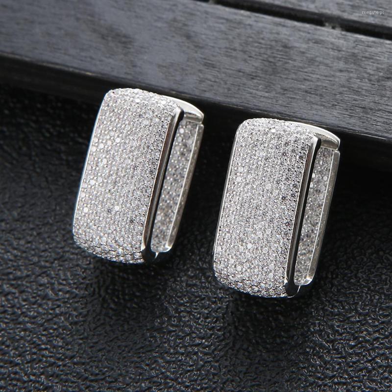 

Hoop Earrings Trendy Geometric Rectangle Aros For Women Accessories Cubic Zirconia Jewelry Pendientes Mujer Moda E9377