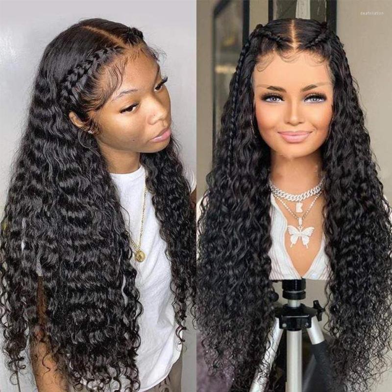 

Deep Wave Frontal Wig Brazilian Virgin Hair Water With Baby Lace 13X4 Human Curly Wigs, 4x4 lace closure wig
