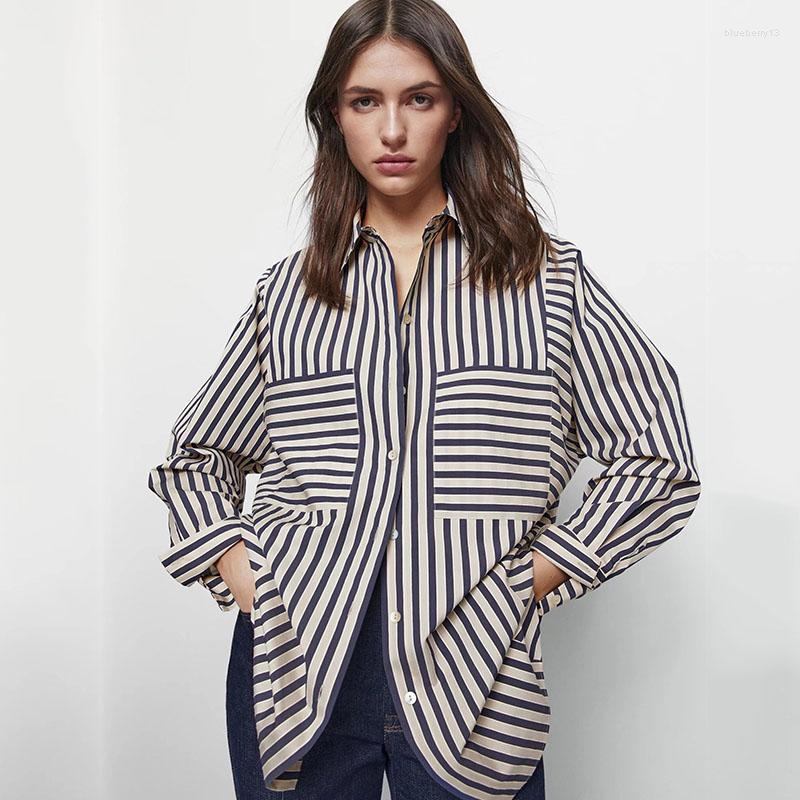 

Women' T Shirts Spring/Summer 2023 Women' Wear Loose Casual Fashion Stripe Long Sleeve Shirt Design Sense Small Versatile Top, Beige