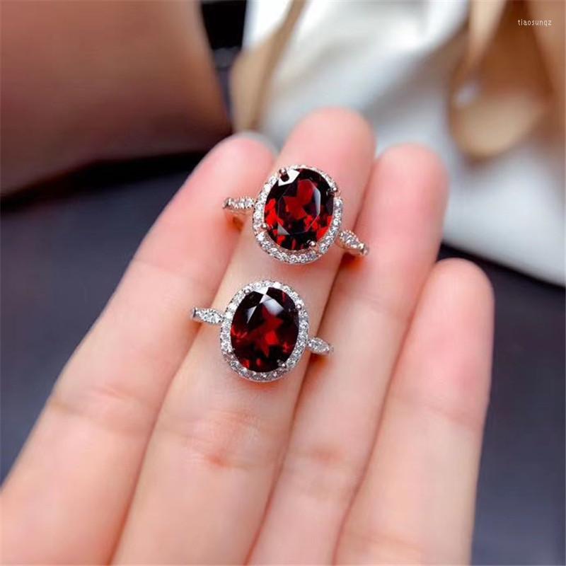 

Cluster Rings Xin Yipeng S925 Sterling Silver Plated White Gold Rose Inlaid Real Natural Garnet Ring Fine Anniversary Gift For Woman 8 10