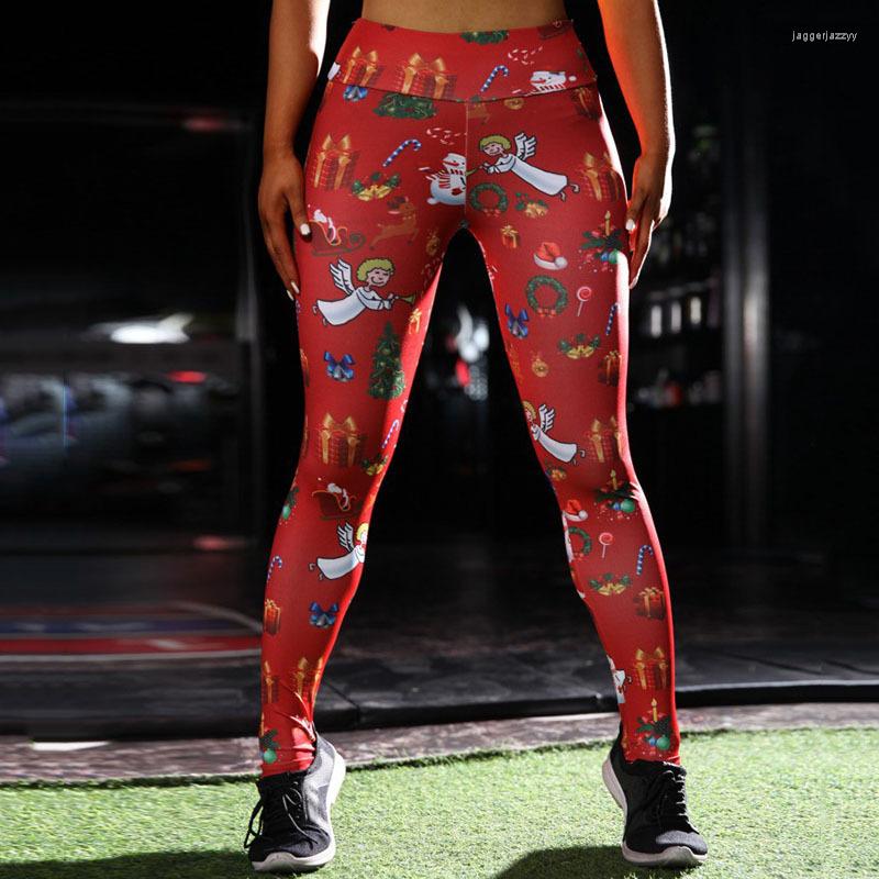

Active Pants Winter Christmas Leggings Women Yoga Fitness Sport Workout Sweatpants Push Up Women' Track Scrunch Sweat, Red