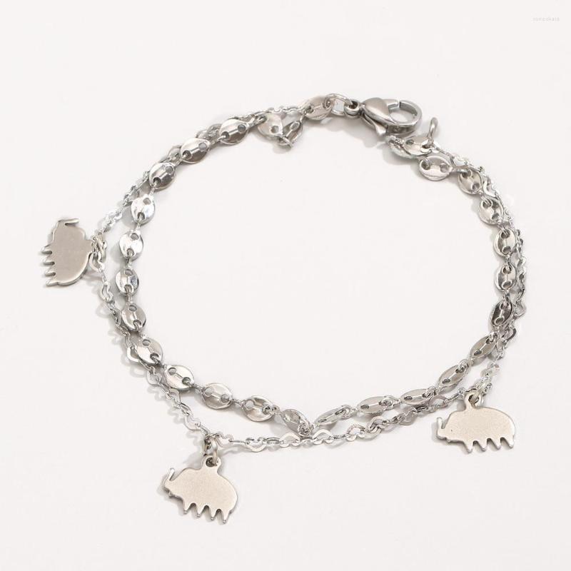 

Link Bracelets Bracelet Specially Designed For Women Stainless Steel Silver Elephant Shape Pendant Surprise Gift Friends