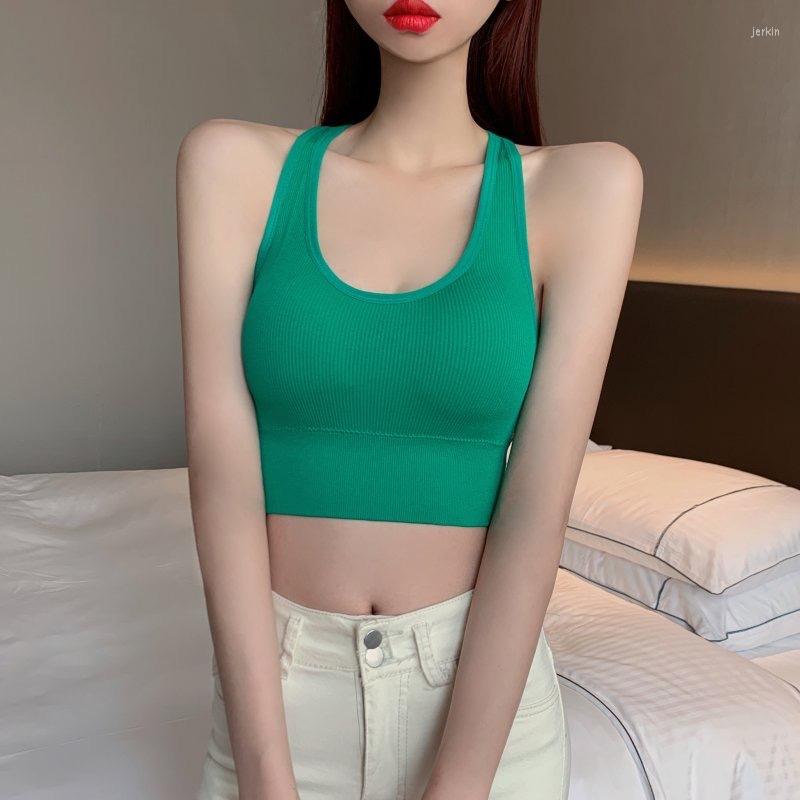 

Camisoles & Tanks Beautiful Back Breathable Camisole Ribbed Backless Tank Top Fashion Tie Up Strap Wireless Streetwear Clothing Y2K Gyaru, White tank top