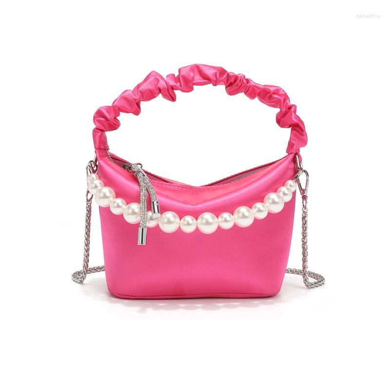 

Evening Bags JIOMAY Luxury Designer Handbag 2022 Women Rhinestones Pearl Clutch Purses Ladies Fashion Pleated Handle Small Silk Crossbody, Black