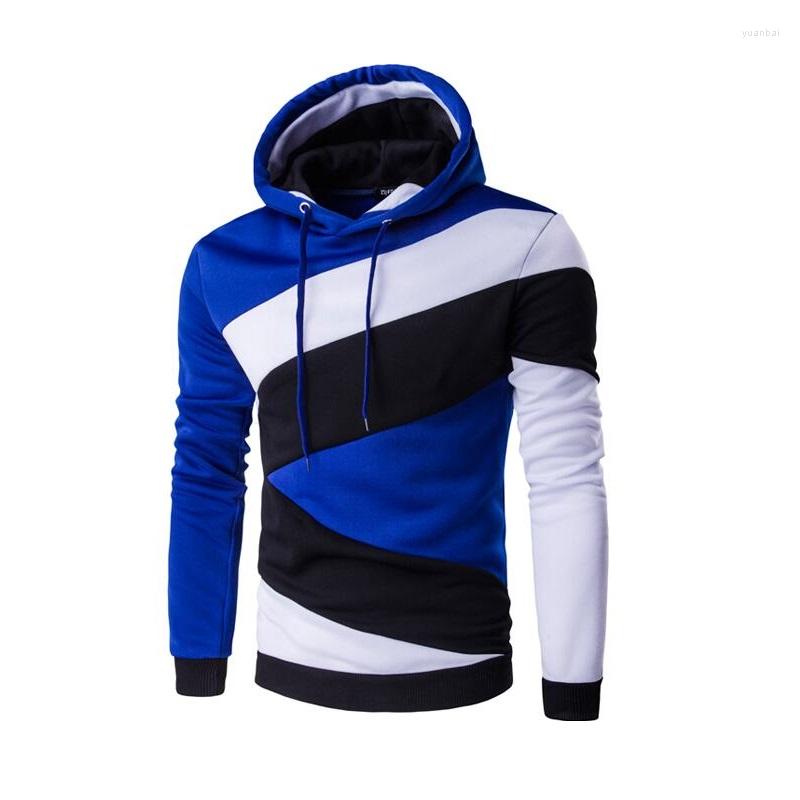 

Men's Hoodies 2022 Male Hip Hop Streetwear Brand Color Stitching Patchwork Hooded Sweatshirts Men Casual Slim Fit Clothing, Black