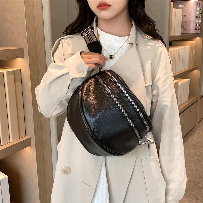 

Evening Bags Fashion Multi-Pocket Chest Bag Women PU Leather Shoulder Messenger Saddle Purse Ladies Travel Shopper Brand Designer Handbag, Black